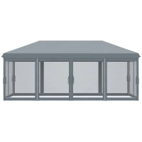 Outsunny 10' x 20' Pop Up Canopy Tent Gazebo with Removable Mesh Sidewall Netting, Carry Bag for Backyard Patio Outdoor, Grey(m-10)