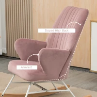 HOMCOM Accent Rocking Chairs, Upholstered Nursery Glider Rocker, Modern Armchair, Wingback Chair for Living Room and Bedroom, Pink(m-6)