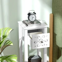 HOMCOM Nightstand Set of 2 with Drawer and Open Storage Shelf White(m-9)