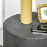 HOMCOM Lightweight Accent Table with Concrete Finish Round Side Table, Dark Gray(m-8)