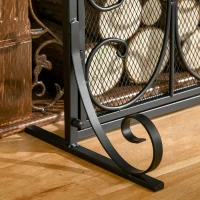 HOMCOM 2-Panel Mesh Fireplace Screen Cover with Double Doors, Steel Fire Spark Guard Cover, 34x35in Art Modern Decoration for Living Room, Black(m-10)