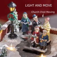 HOMCOM Christmas Village, Choir Animated Winter Wonderland Set with Multicolored LED Light, Battery Operated Christmas Decoration(m-6)