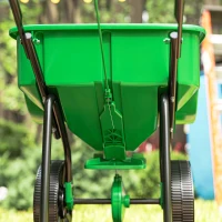 Outsunny Broadcast Spreader, 40 L Walk-Behind Fertilizer Spreader with 8.5" Wheels for Fertilizer, Seeds, Salt, 132 LB Capacity(m-9)