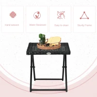 Outsunny Patio Wicker Coffee Table, Outdoor PE Rattan Garden Folding Side Table, 15.75"x15.75"x15.75", Black(m-5)