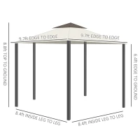 Outsunny 10' x 10' Patio Gazebo, Double Roof Outdoor Gazebo with Privacy Curtains, Mesh Netting, Aluminum Frame Outdoor Canopy Shelter, Cream White(m-3)
