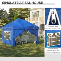 Outsunny 10' x 10' Pop Up Canopy Tent, Instant Sun Shelter, Tents for Parties, with Wheeled Carry Bag, Blue(m-4)