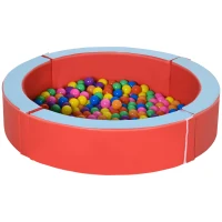 Outsunny Foam Kids Ball Pit Pool with Removable & Washable Cover, 45" x 10" Round Ball Pit for Toddlers with 200 Ocean Balls, Soft Baby Playpen, Red(m-1)