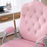 Vinsetto Velvet Office Chair Desk Chair with 360 Degree Swivel Wheels Adjustable Height Tilt Function Pink(m-9)