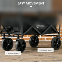 Outsunny Steel Frame Folding Garden Cart, Collapsible Wagon Cart with Removable Canopy, Telescopic Handle and Carrying Bag(m-7)