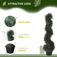Outsunny 3FT Topiary Artificial Faux Cedar Tree Spiral Fake Plant, Pre-potted & Features High-Quality Detailed Look for Indoor or(m-5)
