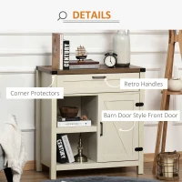 HOMCOM Farmhouse Sideboard Buffet Cabinet, Rustic Barn Door Kitchen Cabinet, Accent Cabinet with Storage for Living Room, Distressed White(m-6)