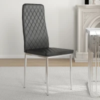 HOMCOM Kitchen Chairs Set of 4, Dining Chairs w/ Faux Leather Upholstery and Steel Legs for Living Room, Dining Room, Black(m-9)