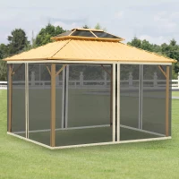 Outsunny Replacement Mosquito Netting for Gazebo 10' x 13' Black Screen Walls for Canopy with Zippers for Parties and Outdoor Activities, Cream White(m-1)