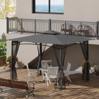 Outsunny 10' x 12' Outdoor Gazebo with Nettings, Patio Gazebo Canopy for Patio Garden Backyard Deck, Dark Grey(m-1)