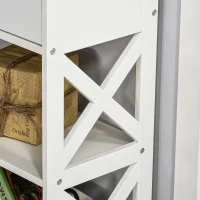 HOMCOM 39" Console Table, Narrow Entryway Table with Storage Shelves, Drawers and X Frame for Behind Couch, Living Room, Hallway, White(m-10)