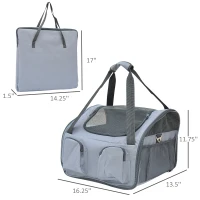 PawHut 3in1 Pet Car Booster Seat Dog Carrier Travel Bag Gray(m-3)