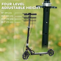 Qaba Scooter for Kids Ages 3-8 with Light Up Wheels, Adjustable Handlebar, Rear Brake & Handbrake for Girls and Boys, Black(m-4)