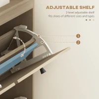 HOMCOM Shoe Cabinet for entryway, Shoe Storage Cabinet with 4 Flip Drawers and Adjustable Shelves for 20 Pairs of Shoes, Oak(m-5)