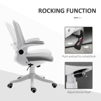 Vinsetto Office Chair 360° Swivel Task Desk Breathable Fabric Computer Chair with Flip-up Arms and Adjustable Height, Grey(m-5)