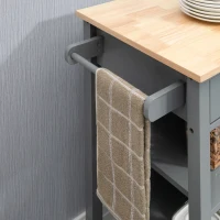 HOMCOM Kitchen Island, Compact Kitchen Cart on Wheels with Open Shelf & Storage Drawer for Dining Room, Kitchen, Grey(m-9)