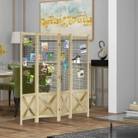 HOMCOM 4.7' 4 Panel Room Divider, Indoor Privacy Screens for Home, Natural(m-10)