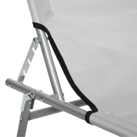 Outsunny Outdoor Lounge Chair, Adjustable Folding Chaise Lounge, Tanning Chair with Sun Shade for Beach, Camping, Hiking, Backyard, Light Grey(m-10)