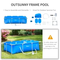 Outsunny 8.3ft x 5ft x 26in Frame Above Ground Swimming Pool Set with Filter Pump Filter Cartridge Reinforced Sidewalls Blue(m-7)