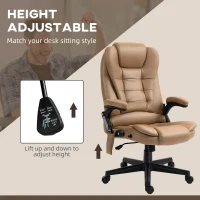 Vinsetto 6 Point Vibrating Massage Office Chair with Heat, Microfiber Massage Desk Chair with Reclining Backrest, Light Brown(m-5)