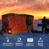 Outsunny 8-Person Pop-up Ice Fishing Shelter, Portable Ice Fishing Tent with Ventilation Windows and Carrying Bag, for Low-Temp -22℉(m-4)