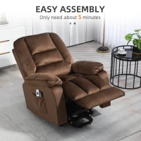 HOMCOM Lift Chair, Quick Assembly, Electric Riser and Recliner Chair with Vibration Massage, Heat, Side Pockets, Brown(m-8)
