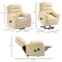 HOMCOM Electric Power Lift Chair for Elderly with Massage, Oversized Living Room Recliner with Remote Control, and Side Pockets, Beige(m-3)