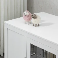 PawHut Dog Crate Furniture Wire Indoor Pet Kennel Cage, End Table with Double Doors, Locks for Small and Medium Dog House, White(m-8)