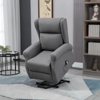 HOMCOM Wingback Lift Chair for Elderly, Power Chair Recliner with Footrest, Remote Control, Side Pockets, Grey(m-8)