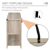 HOMCOM Farmhouse Double Door Coffee Bar Cabinet, Console Table, Sideboard Buffet Cabinet with Bottom Shelf for Entryway, Living Room, Oak(m-6)