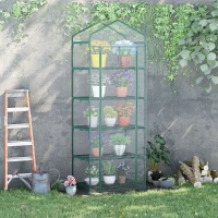 Outsunny 5 Tier Mini Greenhouse, Portable Outdoor Flower Stand with Shelf Clips, Indoor Greenhouse with Steel Frame, Transparent, 27.25" x 19.25" x 76", Clear(m-8)