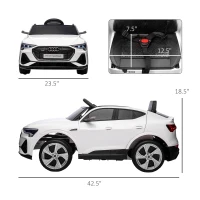 Aosom 12V Kids Electric Ride On Car, Audi E-tron, Battery Powered Toy with Parent Remote Control, Suspension System, Auxiliary Wheels, LED Lights, Music and Horn,  MP3 Player, White(m-3)