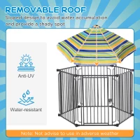 PawHut 48" x 41" Heavy-Duty Metal Dog Playpen, Outdoor Pet Cage Kennel, Puppy Exercise Fence Barrier with Weather-Resistant Polyester Roof, Locking Door, & Metal Frame(m-5)