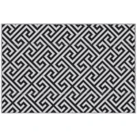 Outsunny Reversible Outdoor RV Rug, Patio Floor Mat, 5' x 8' Plastic Straw Rug for Backyard, Deck, Beach, Camping, Black & White(m-2)
