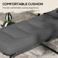 Outsunny Outdoor Lounge Chair with Padded Cushion, Folding Reclining Patio Garden Chair with Recline Back, Footrest, for Poolside, Patio, Light Grey(m-6)