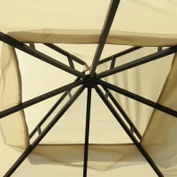Outsunny 11' x 13' Patio Gazebo, Double Roof Outdoor Gazebo Canopy Shelter with Netting & Curtains, Steel Corner Columns for Garden, Lawn, Backyard and Deck, Beige(m-7)