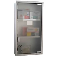 HOMCOM Wall Mount Medicine Cabinet Bathroom Cabinet with 2 Shelves, Stainless Steel Frame and Glass Door, Lockable with 2 Keys(m-11)