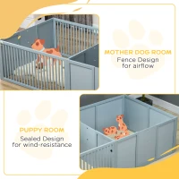PawHut Whelping Box for Dogs Built for Mother's Comfort, Dog Whelping Pen with Removable Doors, Puppy Playpen for Indoors, Newborn Puppy Supplies & Essentials, 81" x 39" x 20", Gray(m-6)