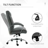Vinsetto High Back Swivel Home Office Chair Task Ergonomic Linen Fabric Computer Chair, with Arm, Adjustable Height, Grey(m-5)