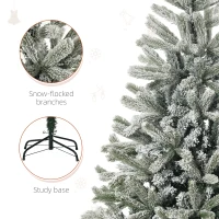 HOMCOM 5ft Artificial Snow-Flocked Tree Holiday Home Indoor Christmas Decoration with Metal Feet, Green(m-7)