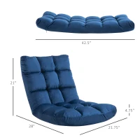 HOMCOM 13-Position Floor Folding Gaming Lazy Floor Sofa Chair Lounge Adjustable Sleeper Bed Couch Recliner, Blue(m-3)