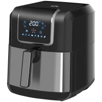 HOMCOM Air Fryer, 1700W 6.9 Quart Air Fryers Oven with Digital Display, 360° Air Circulation, Adjustable Temperature, Timer and Nonstick Basket for Oil Less or Low Fat Cooking, Black(m-11)