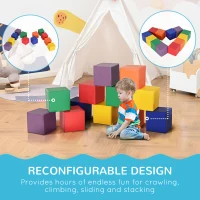 Soozier 12 Piece Soft Play Blocks Soft Foam Toy for Toddler, Multi-Color(m-5)