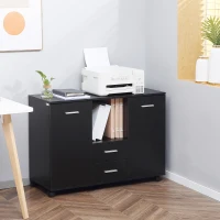 Vinsetto Multifunction Office Filing Cabinet Printer Stand with 2 Drawers, 2 Shelves, & Smooth Counter Surface, Black(m-10)