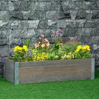 Outsunny 3' x 1' Raised Garden Bed Elevated Wooden Planter Box Outdoor for Backyard, Patio to Grow Vegetables, Herbs, and Flowers, Light Grey(m-1)