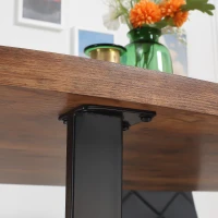 HOMCOM 63" Kitchen Table, Industrial Dining Table with Wave-edged Tabletop and Steel Legs for Up to 6 People, Rustic Brown(m-10)